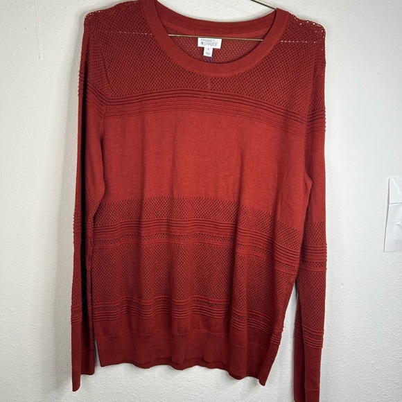 Market Spruce Rust Red Knit Sweater XL Lightweight Stretch Pullover Casual Cozy - Picture 2 of 7